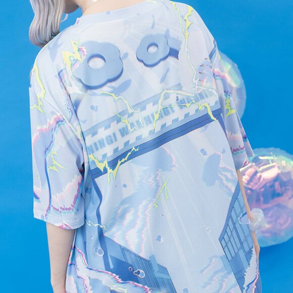 ACDC RAG - Cyber Jellyfish Anime Oversized Tee - Picture 6 of 8